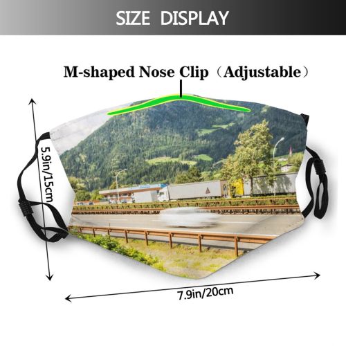yanfind Idyllic Transportation Motion Car Mountain Road Way Clouds Plants Tourism Guard Roadway Dust Washable Reusable Filter and Reusable Mouth Warm Windproof Cotton Face
