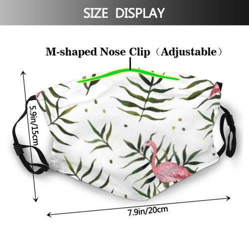 yanfind Garden Bird Fashion Cute Flamingo Seamless Watercolour Summer Vintage Palm Blossom Design Dust Washable Reusable Filter and Reusable Mouth Warm Windproof Cotton Face