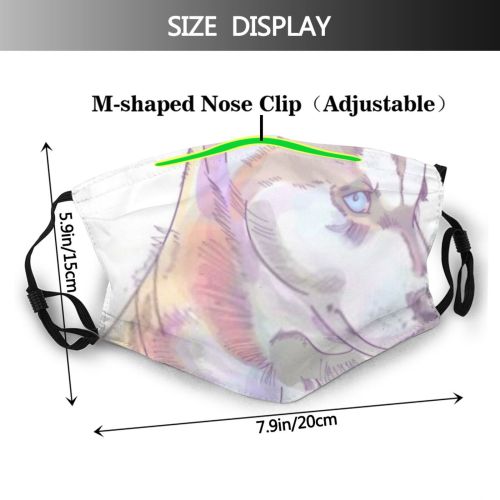 yanfind Abstract Isolated Unusual Lovely Young Fashion Artwork Cute Wolf Colorful Obedient Dog Dust Washable Reusable Filter and Reusable Mouth Warm Windproof Cotton Face
