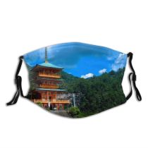 yanfind Japan Daylight Landmark Heritage Waterfalls Clouds Mountains Shinto Kumano Ancient Taisha Trees Dust Washable Reusable Filter and Reusable Mouth Warm Windproof Cotton Face