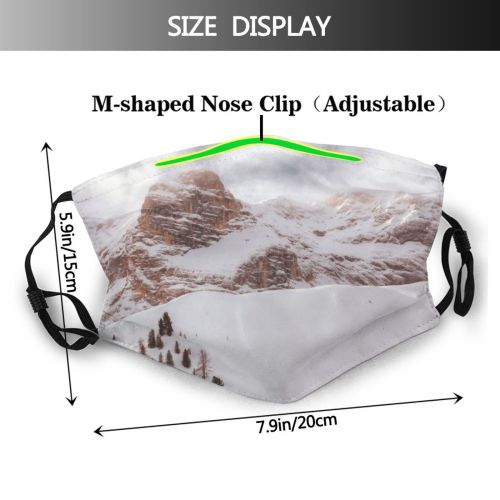 yanfind Ice Frost Mountain Slopes Daytime Peaks Frozen High Mountains Peak Winter Summit Dust Washable Reusable Filter and Reusable Mouth Warm Windproof Cotton Face