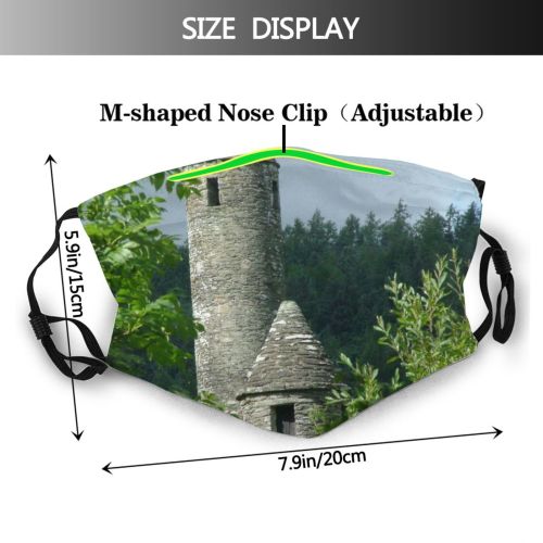 yanfind Steeple Glendaloch Area Wicklow Towers Rural Plant Tale Cottage Roof Leaf Ancient Dust Washable Reusable Filter and Reusable Mouth Warm Windproof Cotton Face