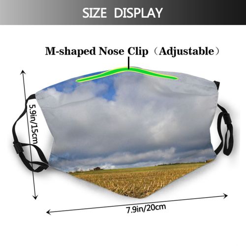 yanfind Field Sky Field Natural Sun Autumn Cloud Landscape Sky Clouds Lane Grassland Dust Washable Reusable Filter and Reusable Mouth Warm Windproof Cotton Face