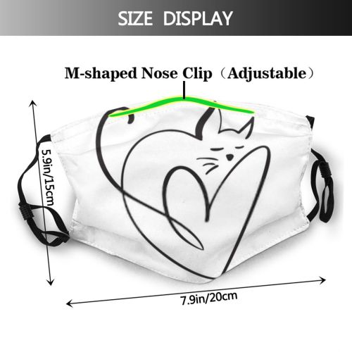 yanfind Calligraphy Romance Decor Cat Swirl Box Cupid Font Wedding Corner Doodle Written Dust Washable Reusable Filter and Reusable Mouth Warm Windproof Cotton Face