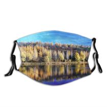 yanfind Natural Fish Wilderness Yawl Row Health Landscape Boat Reflection Sky Sculler Forest Dust Washable Reusable Filter and Reusable Mouth Warm Windproof Cotton Face