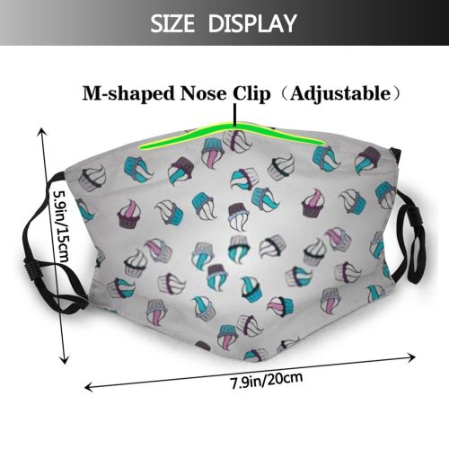 yanfind Cafe Cute Seamless Dessert Doodle Vintage Design Sweet Cream Muffin Art Reality Dust Washable Reusable Filter and Reusable Mouth Warm Windproof Cotton Face