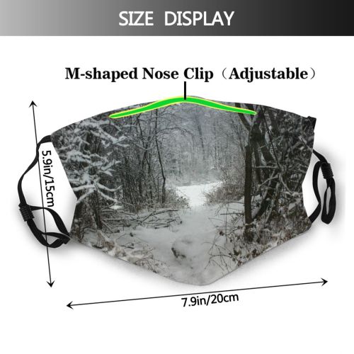 yanfind Winter Forest Landscape Tree Tree Branch Forest Winter Natural Freezing Snow Oak Dust Washable Reusable Filter and Reusable Mouth Warm Windproof Cotton Face