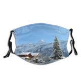 yanfind Landforms Snow Mountain Range Sky Ski Station Tree Mountainous Alps Winter Freezing Dust Washable Reusable Filter and Reusable Mouth Warm Windproof Cotton Face