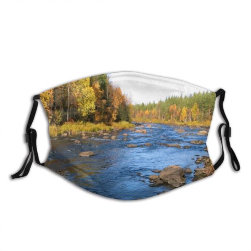yanfind Natural Wilderness Landscape Mountain Zone Riparian River Tree Stream Bank Finland Lapland Dust Washable Reusable Filter and Reusable Mouth Warm Windproof Cotton Face