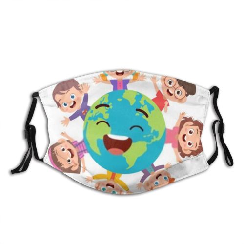 yanfind Friends Smile Earth Chirping Together Comic Cute Recycle Colorful Kid Cheerful Flowers Dust Washable Reusable Filter and Reusable Mouth Warm Windproof Cotton Face