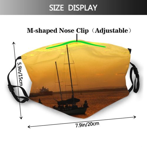 yanfind Pilot Afterglow Sunset Watercraft Mast Boat Sunset Afternoon Cloud Sky Vehicle Calm Dust Washable Reusable Filter and Reusable Mouth Warm Windproof Cotton Face