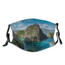 yanfind Idyllic Tropical Coast Vacation Daylight Rock Sea Formations Beach Tourism Island Mountains Dust Washable Reusable Filter and Reusable Mouth Warm Windproof Cotton Face