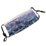 yanfind Downtown District  Snow City Toronto Canada Morning Outdoors Winter Cityscape Urban Dust Washable Reusable Filter and Reusable Mouth Warm Windproof Cotton Face