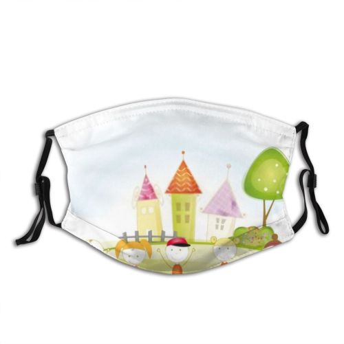 yanfind Garden Young Story Cute Village Seamless Sky Fence Girls Summer Flowers Simple Dust Washable Reusable Filter and Reusable Mouth Warm Windproof Cotton Face