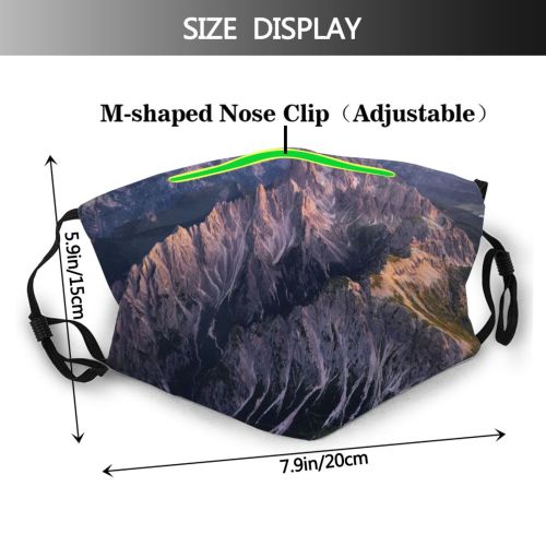 yanfind Idyllic Shot Dawn Mossy Mountain Rock Tranquil Drone Scenery Mountains Peak Wilderness Dust Washable Reusable Filter and Reusable Mouth Warm Windproof Cotton Face