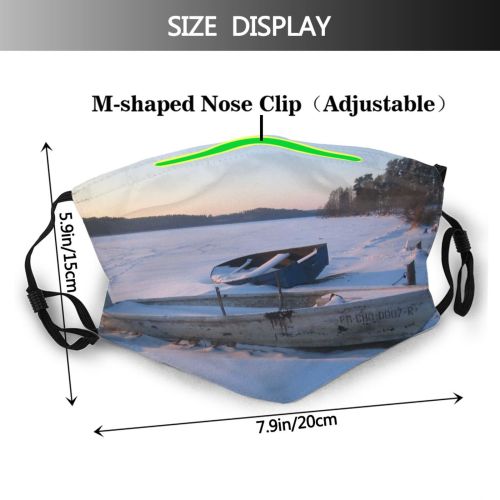 yanfind Winter Transportation Landscape Sky River Vehicle Ice Calm Winter Boat Freezing Snow Dust Washable Reusable Filter and Reusable Mouth Warm Windproof Cotton Face