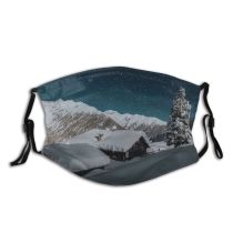 yanfind Ice Frost Night Frosty Stars Snowy Frozen Capped Mountains Winter Tree Starry Dust Washable Reusable Filter and Reusable Mouth Warm Windproof Cotton Face
