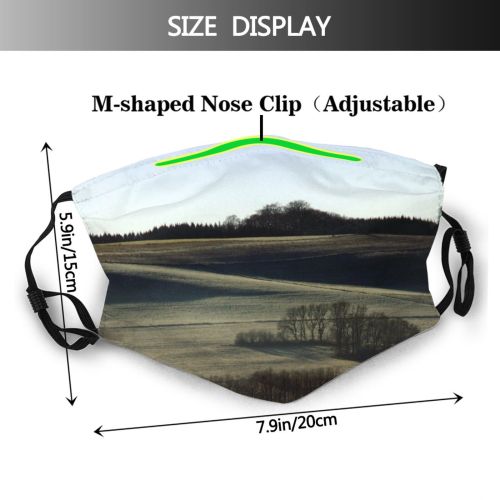 yanfind Winter Field Sky Christmas Horizon Morning Natural Winter Atmospheric Grey Paths Landscape Dust Washable Reusable Filter and Reusable Mouth Warm Windproof Cotton Face