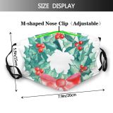 yanfind Isolated Decor Christmas Cute Wreath Colorful Winter Berry Year Doodle Holly Watercolor Dust Washable Reusable Filter and Reusable Mouth Warm Windproof Cotton Face