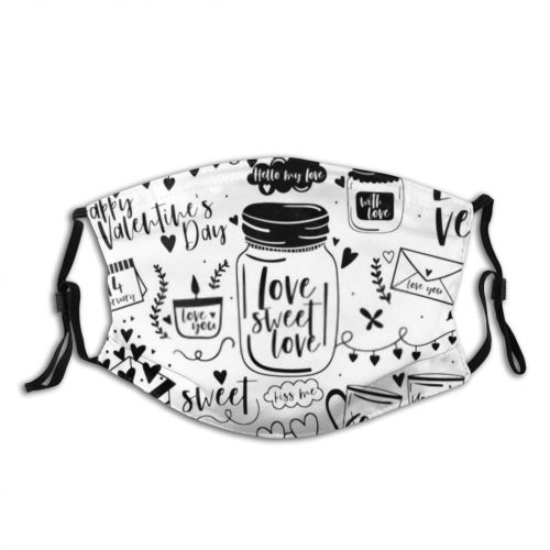yanfind Abstract Decor Comic Cute Jam Cupid Planner Doodle Simple Vintage Design Modern Dust Washable Reusable Filter and Reusable Mouth Warm Windproof Cotton Face