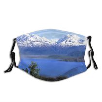yanfind Outdoors Wilderness Mountains Highland Mountainous Sky Mountain Alaska Lake Range Landforms Landscape Dust Washable Reusable Filter and Reusable Mouth Warm Windproof Cotton Face