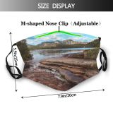yanfind Idyllic Lake Mossy Rock Clouds Geological Daytime Tranquil River Geology Scenery Mountains Dust Washable Reusable Filter and Reusable Mouth Warm Windproof Cotton Face