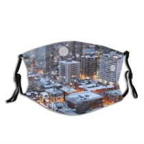 yanfind Globe Skyscraper Ontario Aerial Downtown District Layered Snow City Modern Abstract Architecture Dust Washable Reusable Filter and Reusable Mouth Warm Windproof Cotton Face