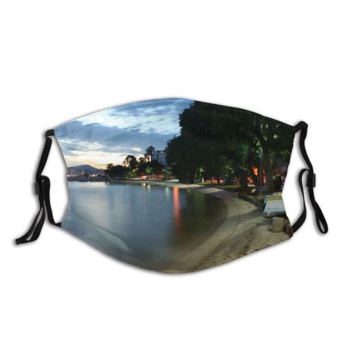 yanfind Night Evening Beach Florianopolis Bom Coast Mar Shore Landscape Sea Sky Night Dust Washable Reusable Filter and Reusable Mouth Warm Windproof Cotton Face