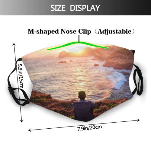 yanfind Idyllic Vacation Amazing Golden Sunset Relaxation Dawn Waves Sea Beach Scenery Breathtaking Dust Washable Reusable Filter and Reusable Mouth Warm Windproof Cotton Face