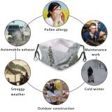 yanfind Road Building Geological Mountain Sky Tree Frost Winter Road Freezing Atmospheric Snow Dust Washable Reusable Filter and Reusable Mouth Warm Windproof Cotton Face