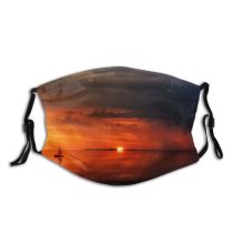 yanfind Idyllic Overcast Watercraft Afterglow Calm Sunset Night Dawn Sea Clouds Beach Tranquil Dust Washable Reusable Filter and Reusable Mouth Warm Windproof Cotton Face