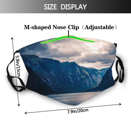 yanfind Lake Daylight Calm Norway Hike Frosty Mountain Clouds Peaks Mountains Fjord Outdoors Dust Washable Reusable Filter and Reusable Mouth Warm Windproof Cotton Face