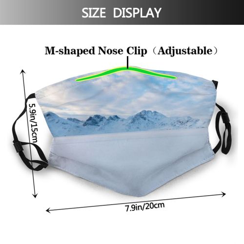yanfind Ice America Europe Arctic Landscape Barren Frozen Rural Polar Scene Snow Place Dust Washable Reusable Filter and Reusable Mouth Warm Windproof Cotton Face