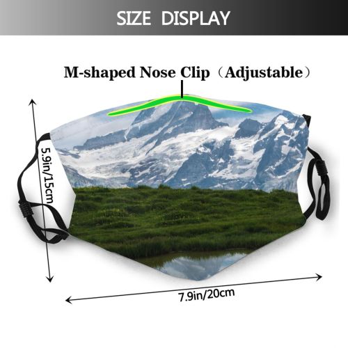 yanfind Idyllic Calm Mountain Snowy Clouds Switzerland Tranquil Grindelwald Scenery Capped Peak Winter Dust Washable Reusable Filter and Reusable Mouth Warm Windproof Cotton Face