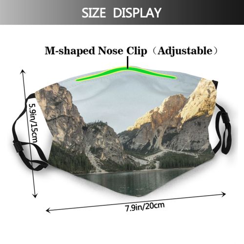 yanfind Lake Daylight Reflections Mountain Forest Scenery Mountains Peak Outdoors Trees Lakeside Rocks Dust Washable Reusable Filter and Reusable Mouth Warm Windproof Cotton Face