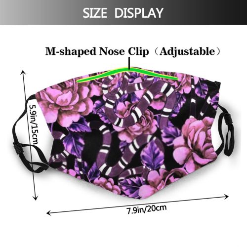 yanfind Abstract Garden Decor Fashion Flora Little Cute Seamless Colorful Feminine Snake Summer   Dust Washable Reusable Filter and Reusable Mouth Warm Windproof Cotton Face