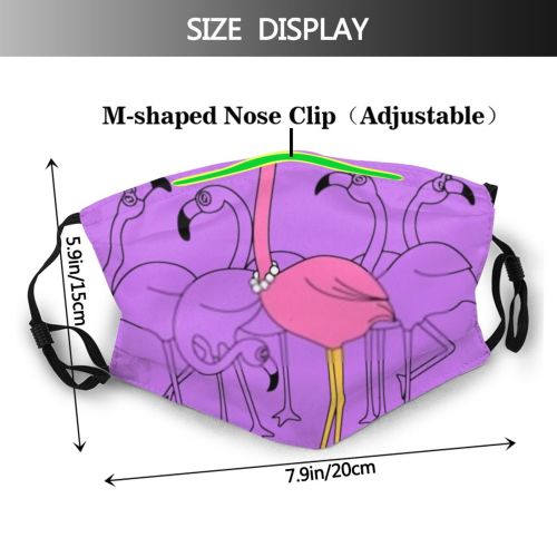 yanfind Abstract Isolated Bird Cute Flamingo Cheerful Doodle Summer Design Beautiful Art Drawn Dust Washable Reusable Filter and Reusable Mouth Warm Windproof Cotton Face