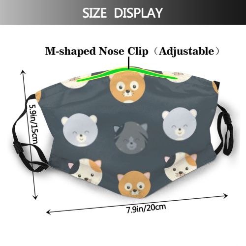 yanfind Abstract Isolated Little Cat Kitty Cute Seamless Kid Child Baby Design Sweet Dust Washable Reusable Filter and Reusable Mouth Warm Windproof Cotton Face