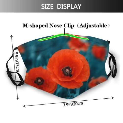 yanfind Buds Poppy Meadow Season Field Spring Sky Summery  Light Summer Grass Dust Washable Reusable Filter and Reusable Mouth Warm Windproof Cotton Face