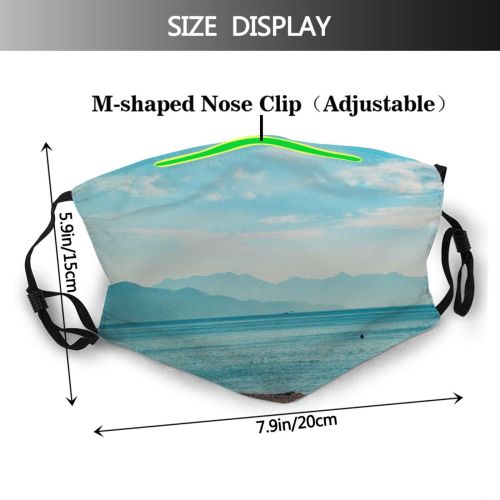 yanfind Idyllic Shore Oceanside Seaside Recreation Leisure Sea Clouds Beach Surf Tranquil Scenery Dust Washable Reusable Filter and Reusable Mouth Warm Windproof Cotton Face