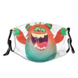 yanfind Crazy Isolated Halloween Clipart Gremlin Goofy Cute Horned Laughing Mascot Smiling Package Dust Washable Reusable Filter and Reusable Mouth Warm Windproof Cotton Face