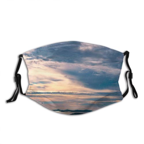 yanfind Lake Golden Sunset Evening Clouds Scenery Mountains Sun Beautiful Grass Trees Horizon Dust Washable Reusable Filter and Reusable Mouth Warm Windproof Cotton Face