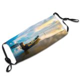 yanfind Idyllic Watercraft Transportation Golden Calm Dawn Canoe Clouds Tranquil Dramatic Scenery Vehicle Dust Washable Reusable Filter and Reusable Mouth Warm Windproof Cotton Face