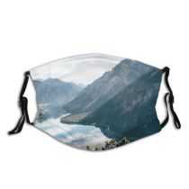 yanfind Lake Clouds River Scenery Mountains Valley Alps Outdoors Wilderness Sky Reflection Landscape   Dust Washable Reusable Filter and Reusable Mouth Warm Windproof Cotton Face