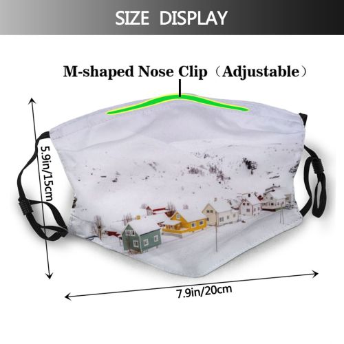 yanfind Ice Europe Finnmark Wood Cabin Scandinavia Landscape Norwegian Tranquility Island Lifestyles Polar Dust Washable Reusable Filter and Reusable Mouth Warm Windproof Cotton Face