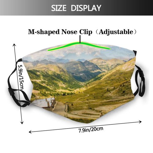 yanfind Idyllic Sight Mountain Slopes Clouds Daytime Tranquil Scenery Mountains Peak Grass Valley Dust Washable Reusable Filter and Reusable Mouth Warm Windproof Cotton Face