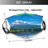 yanfind Idyllic Lake Calm Pine Mountain Daytime Coniferous Tranquil Scenery Capped Peak Trees Dust Washable Reusable Filter and Reusable Mouth Warm Windproof Cotton Face