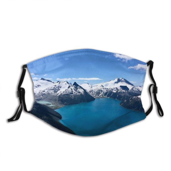 yanfind Idyllic Lake Mountain Snowy Clouds Scenery Capped Mountains Peak Winter Season Snow   Dust Washable Reusable Filter and Reusable Mouth Warm Windproof Cotton Face