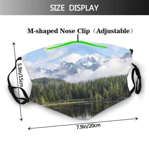 yanfind Idyllic Lake Calm Pine Mountain Forest Clouds Tranquil Scenery Capped Mountains Winter Dust Washable Reusable Filter and Reusable Mouth Warm Windproof Cotton Face