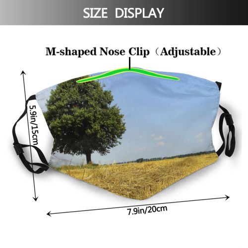 yanfind Field Landscape Grassland Field Summer Plant Natural Crop Agriculture Family Sky Tree Dust Washable Reusable Filter and Reusable Mouth Warm Windproof Cotton Face